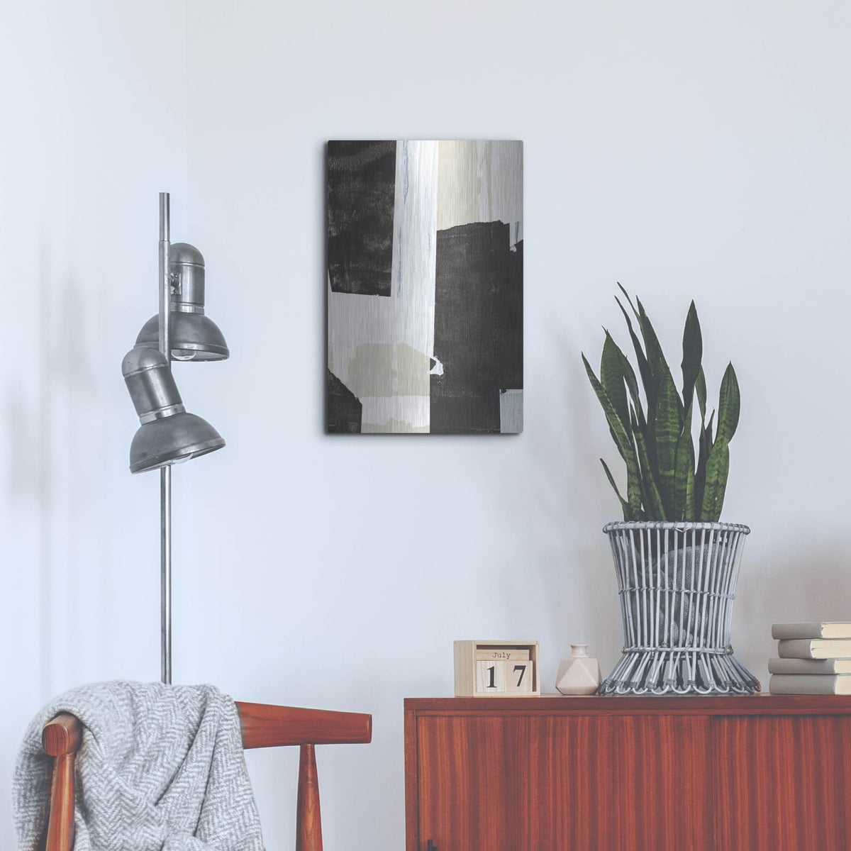 'Neutral Intersect 5' by Annie Warren – Metal Wall Art, 16x24 room view