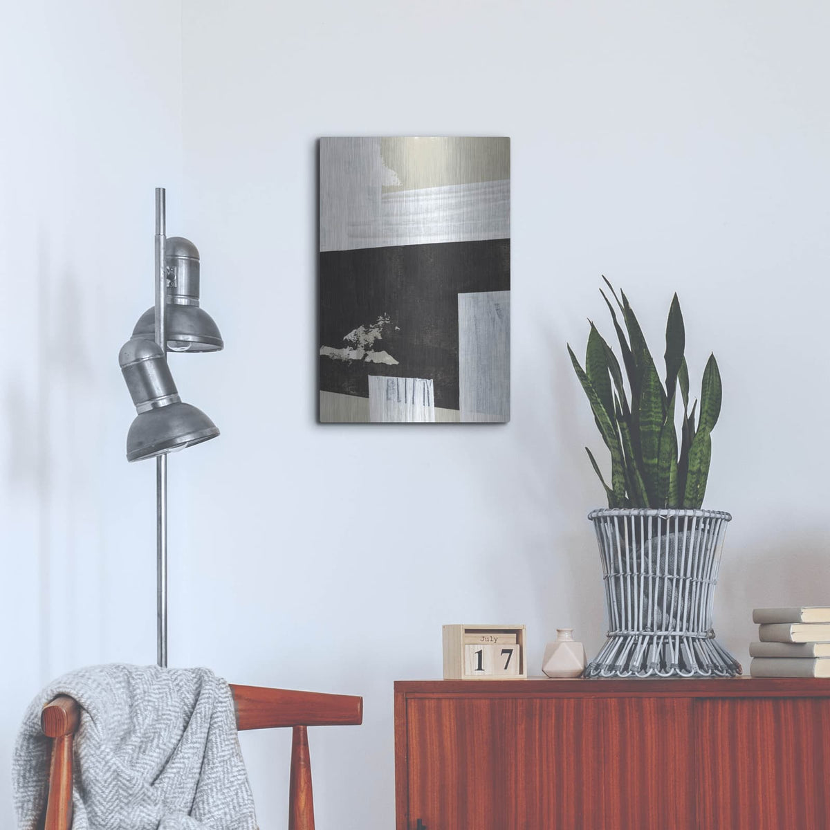 'Neutral Intersect 6' by Annie Warren – Metal Wall Art, 16x24 room view