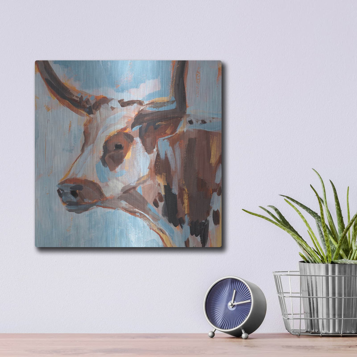 'Vivid Cattle 2' by Annie Warren – Metal Wall Art, 12x12 room view