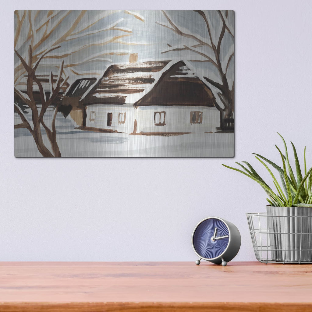 'Winter Cottage 1' by Annie Warren – Metal Wall Art, 16x12 room view