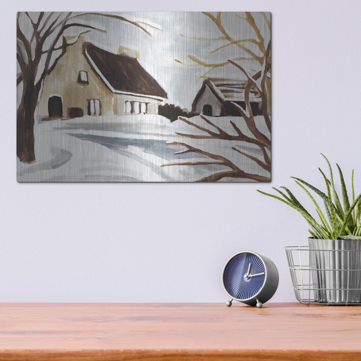 'Winter Cottage 2' by Annie Warren – Metal Wall Art, 16x12 room view