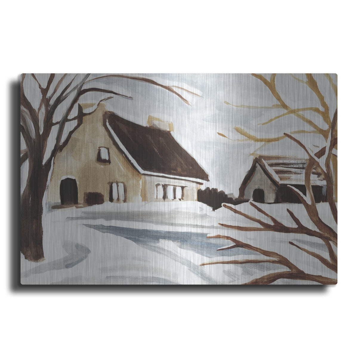 'Winter Cottage 2' by Annie Warren – Metal Wall Art