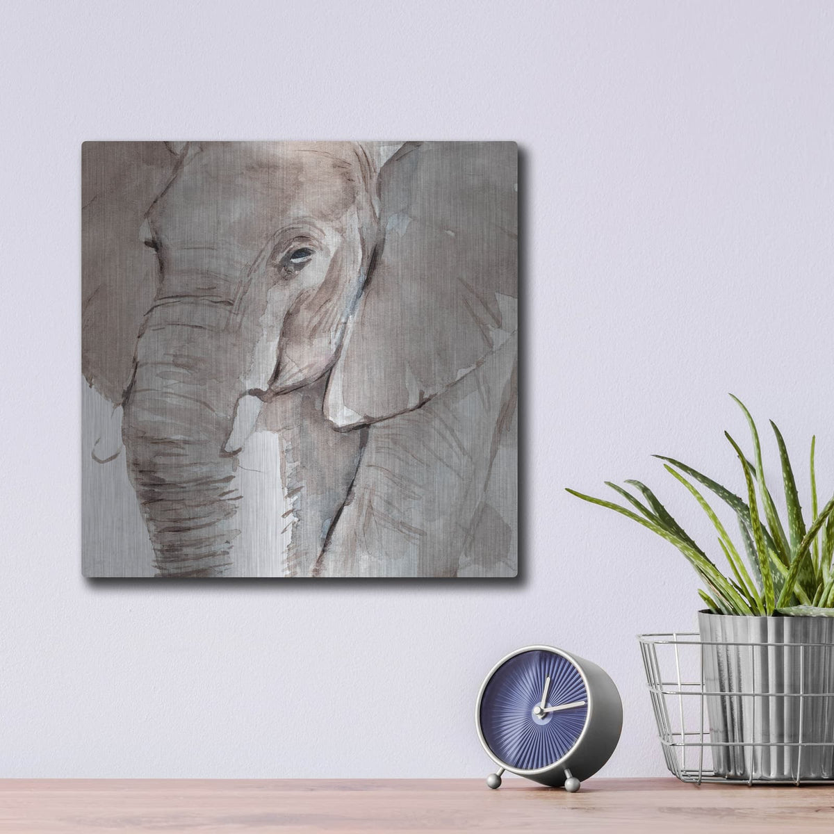 'Elephant Grooves 1' by Annie Warren – Metal Wall Art, 12x12 room view