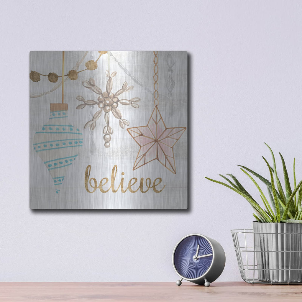 'Elegant Ornaments 1' by Annie Warren – Metal Wall Art, 12x12 room view