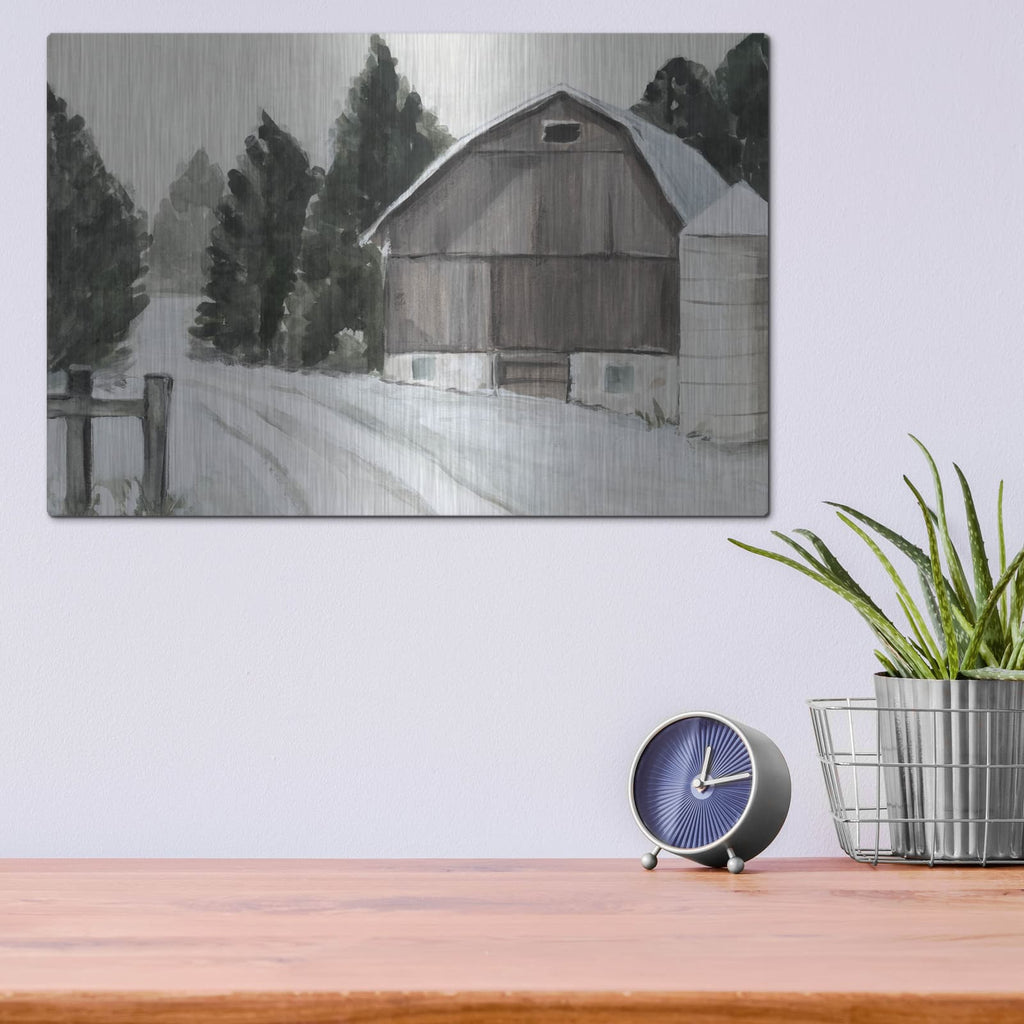 'Winter Barn 2' by Annie Warren – Metal Wall Art, 16x12 room view