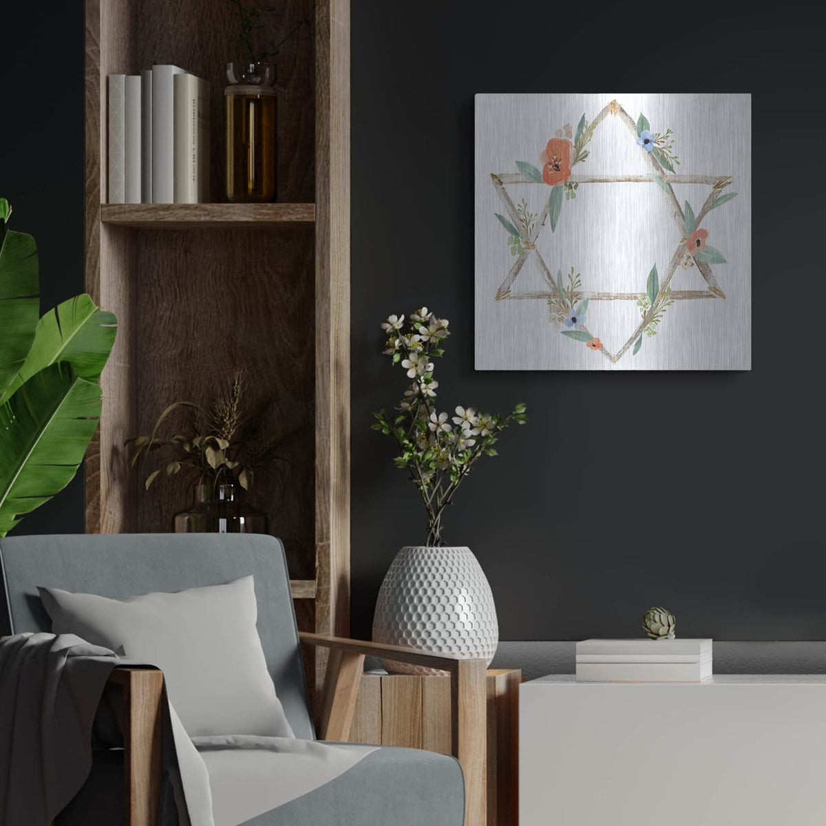 'Laura Gibson _adorned Star 1' by Annie Warren – Metal Wall Art, 24x24 room view