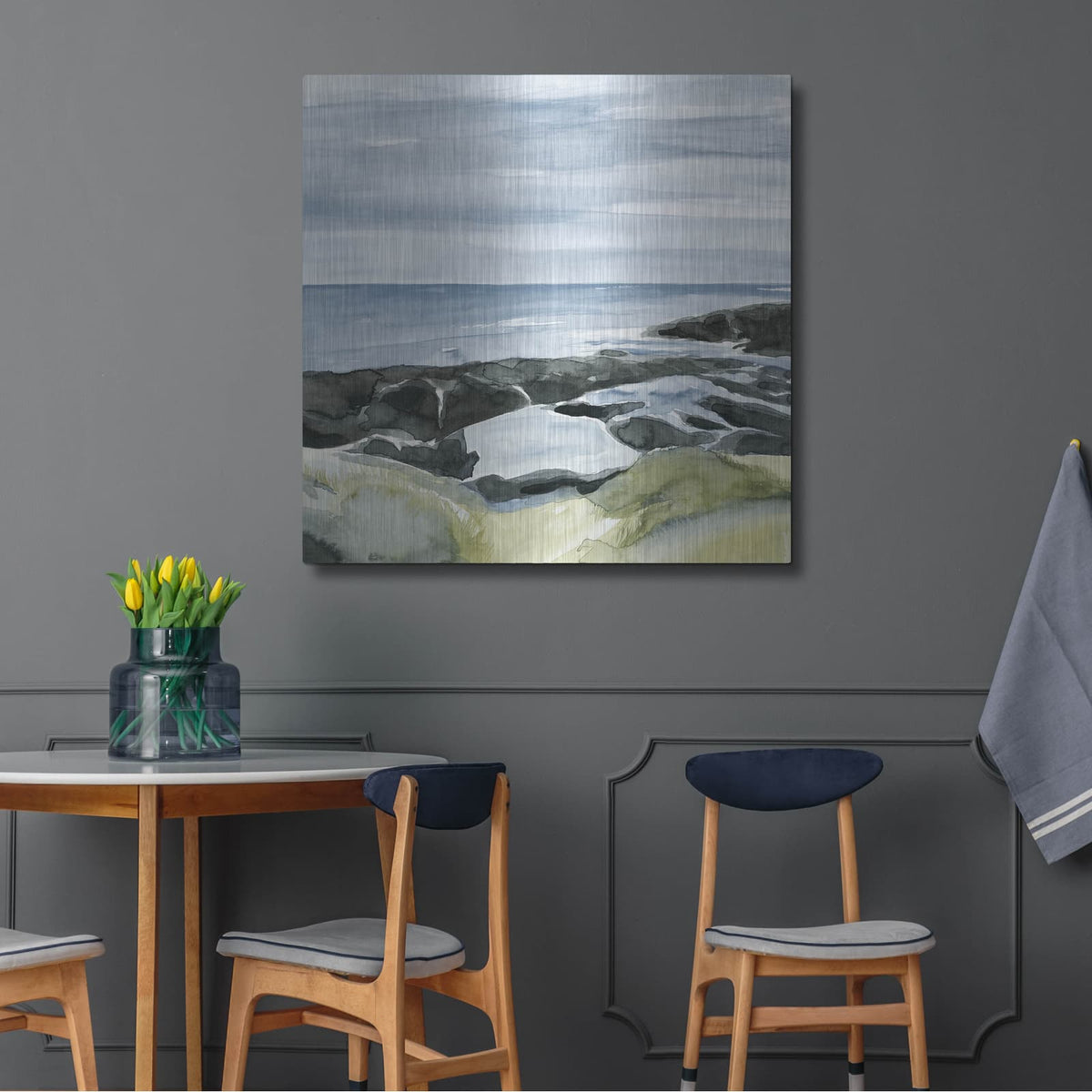 'Laura Gibson _coastal Blue 1' by Annie Warren – Metal Wall Art, 36x36 room view