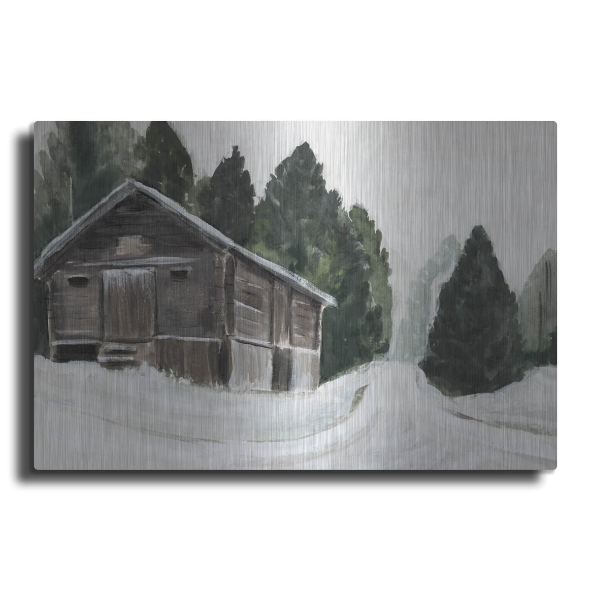 'Laura Gibson _winter Barn 1' by Annie Warren – Metal Wall Art