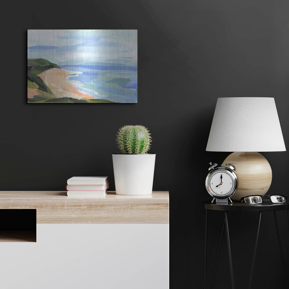 'Pastel Coastline 2' by Annie Warren – Metal Wall Art, 24x16 room view