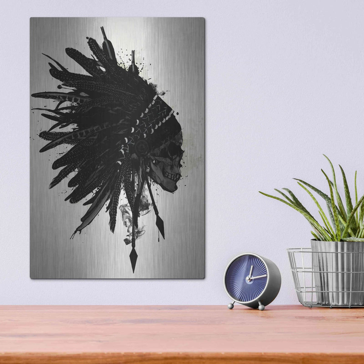 'Warbonnet Skull' by Nicklas Gustafsson – Metal Wall Art, 12x16 room view