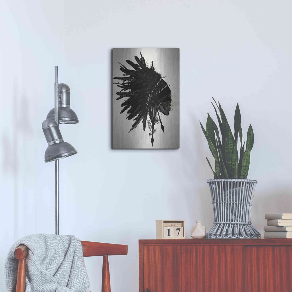 'Warbonnet Skull' by Nicklas Gustafsson – Metal Wall Art, 16x24 room view
