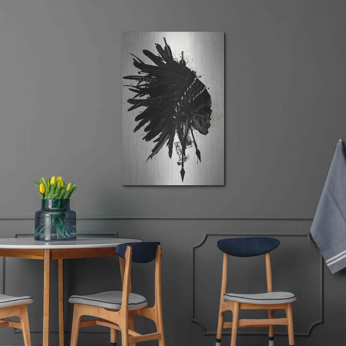 'Warbonnet Skull' by Nicklas Gustafsson – Metal Wall Art, 24x36 room view