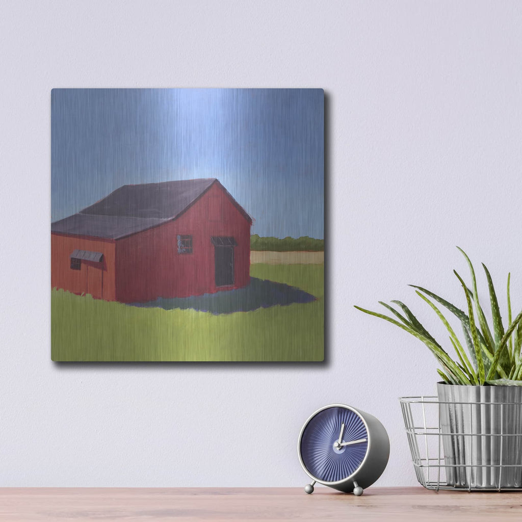'Primary Barns 5' by Carol Young – Metal Wall Art, 12x12 room view