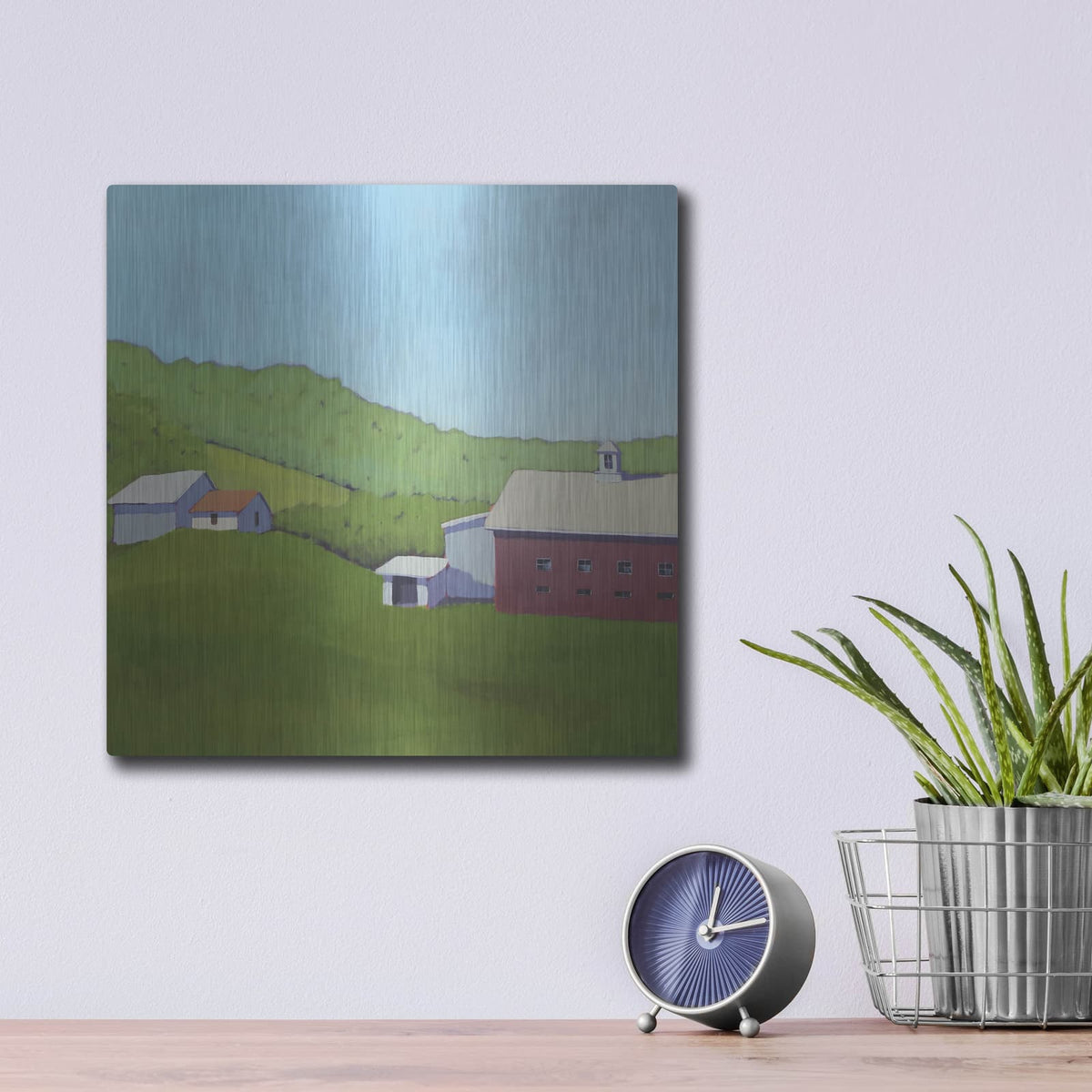 'Primary Barns 6' by Carol Young – Metal Wall Art, 12x12 room view