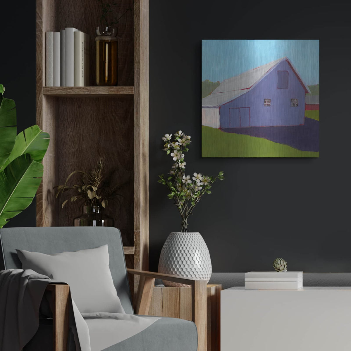 'Bucolic Structure 5' by Carol Young – Metal Wall Art, 24x24 room view