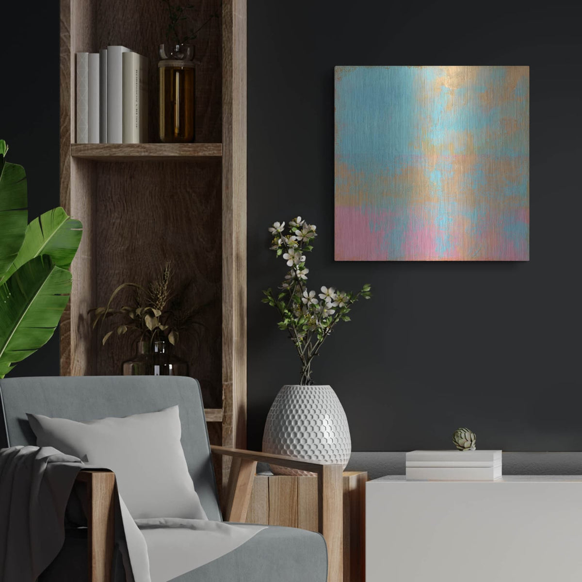 'Day Glow Pastel 2' by Carol Young – Metal Wall Art, 24x24 room view