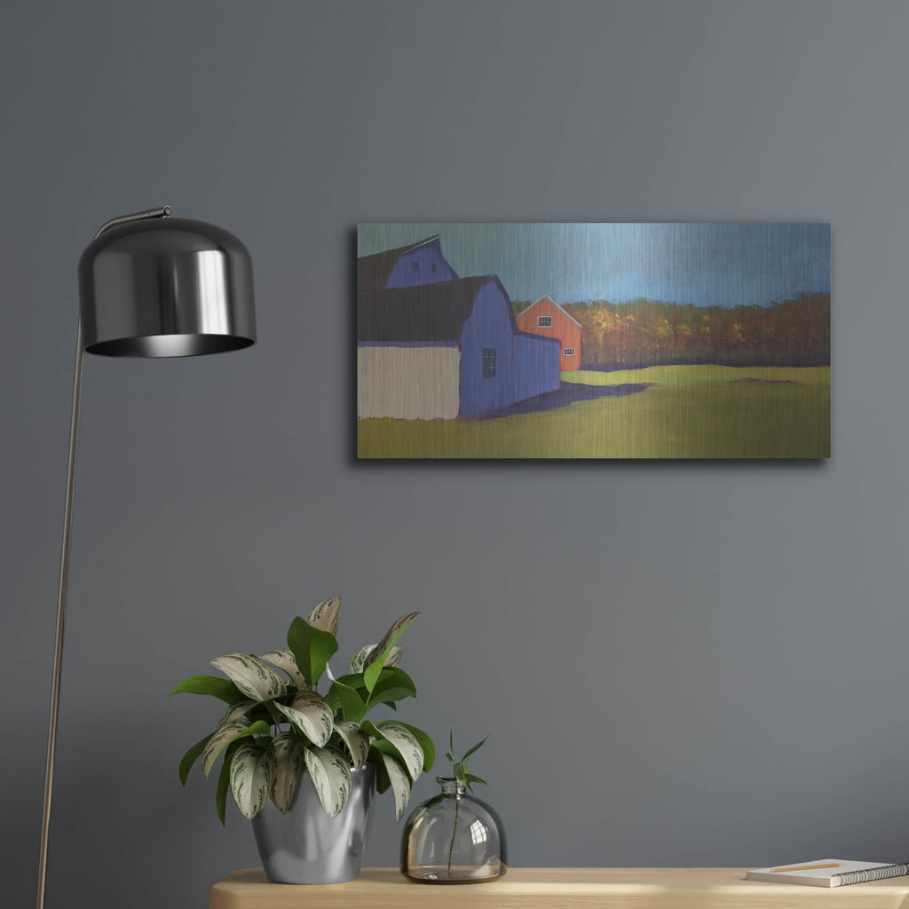 'Primary Barns 8' by Carol Young – Metal Wall Art, 24x12 room view