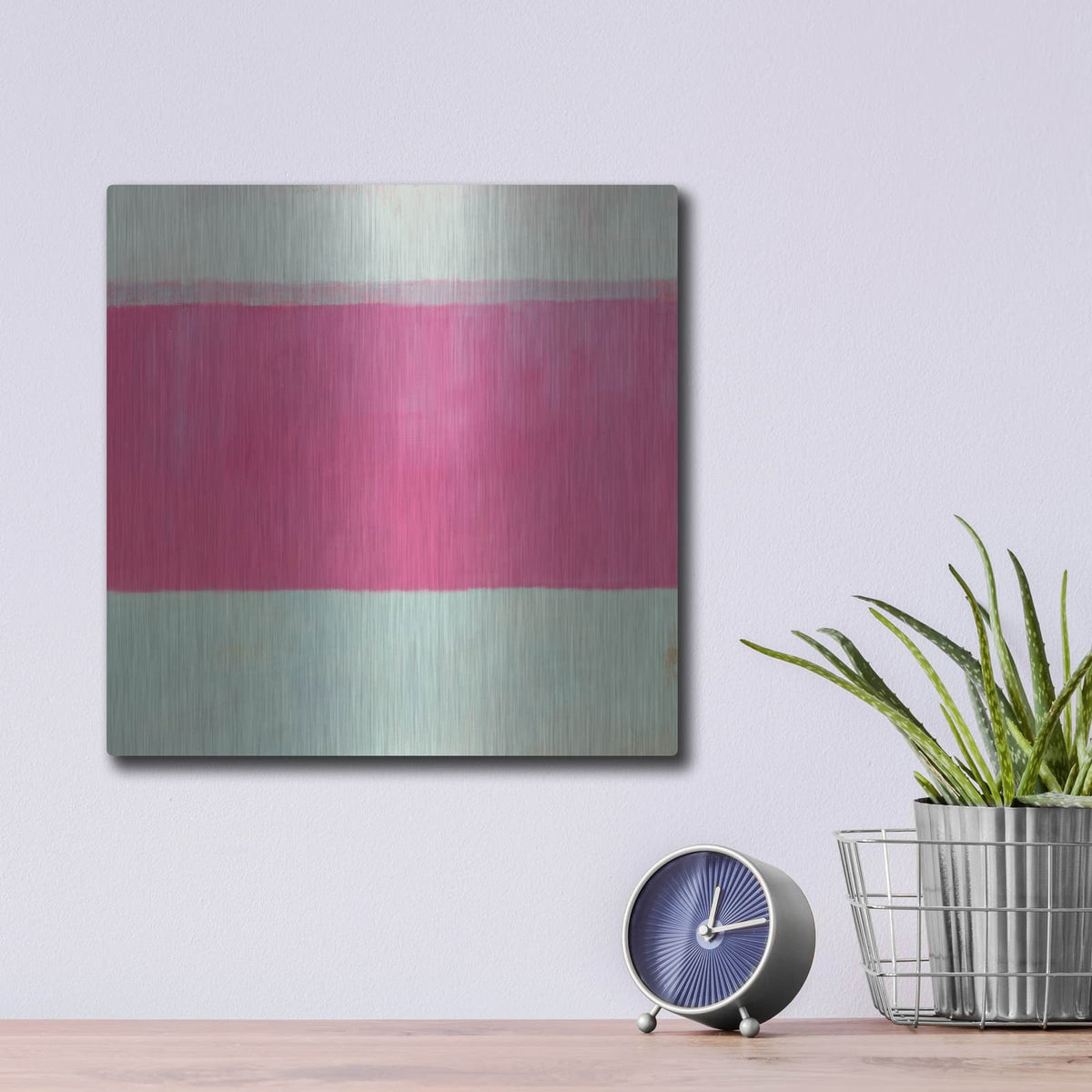'Raspberry Mint 2' by Carol Young – Metal Wall Art, 12x12 room view