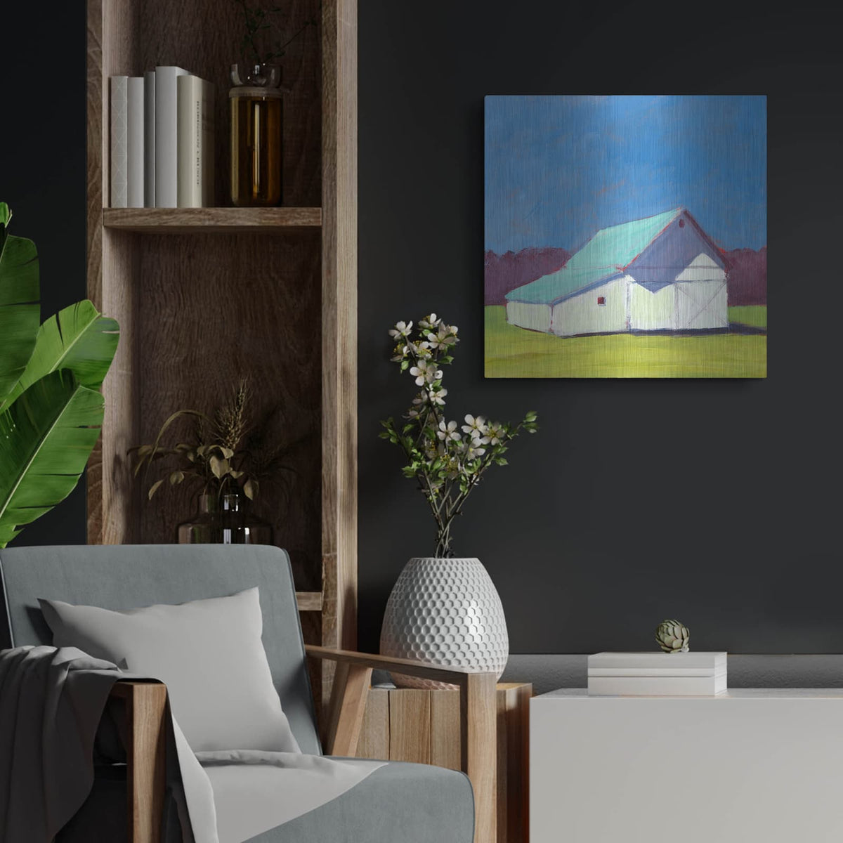 'Homestead Barn 4' by Carol Young – Metal Wall Art, 24x24 room view