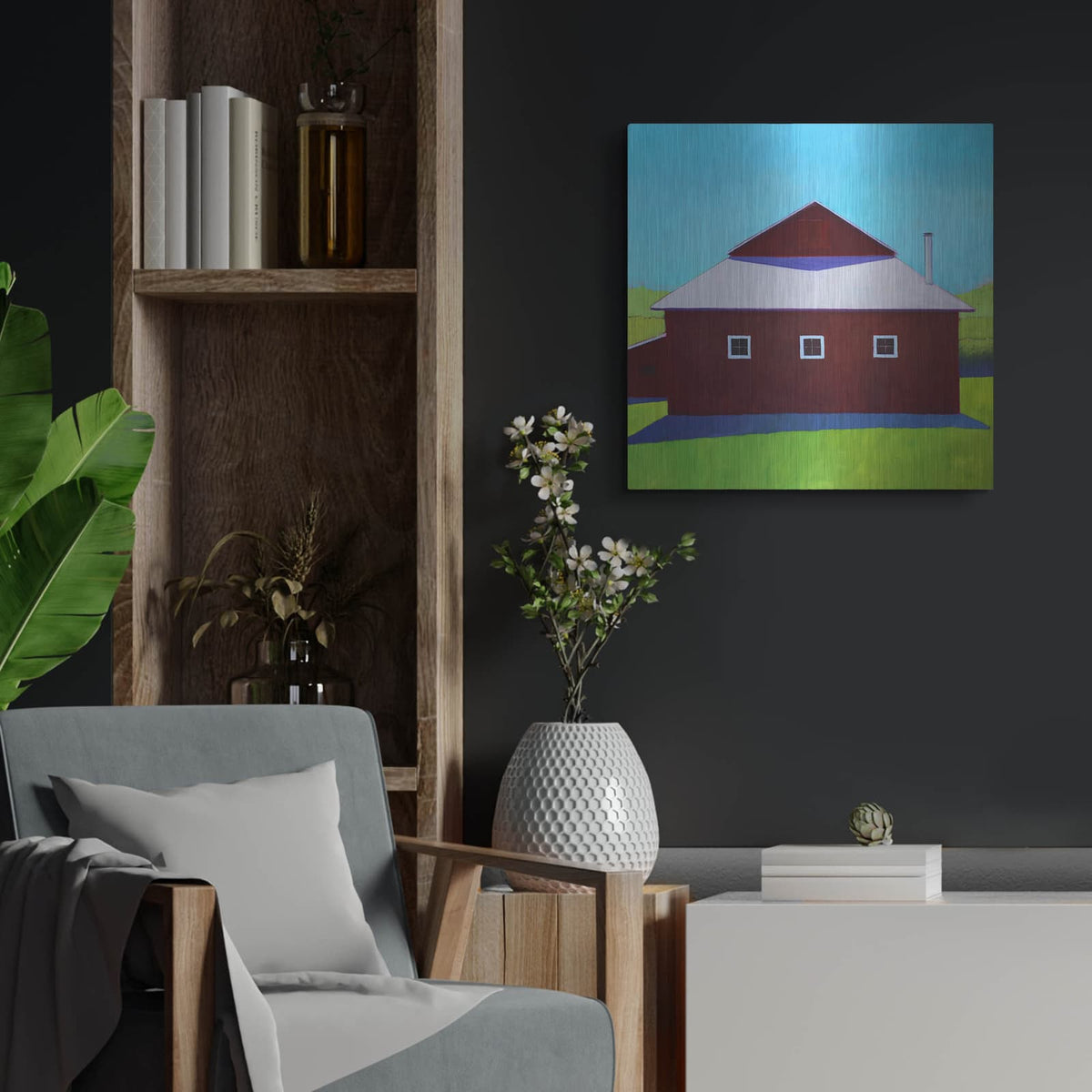 'Homestead Barn 5' by Carol Young – Metal Wall Art, 24x24 room view