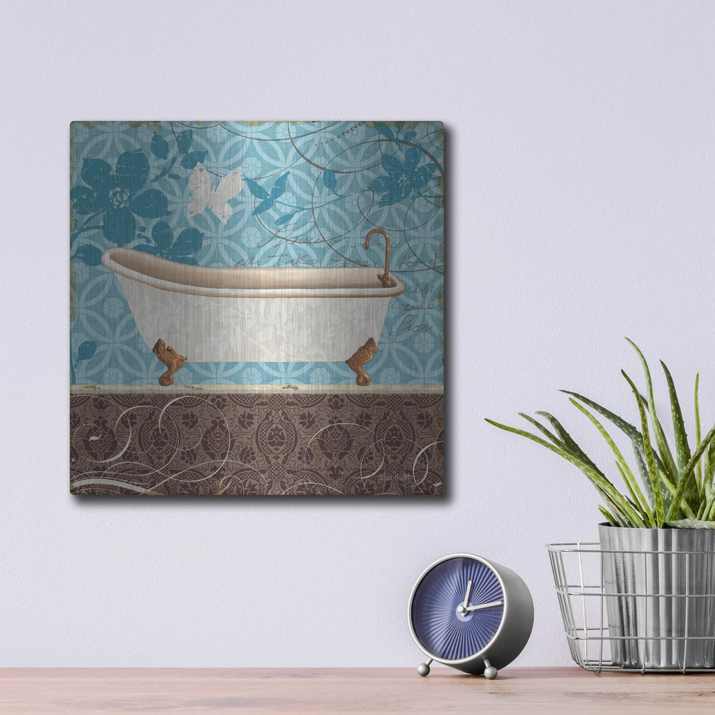 'Eco Motif Bath I' by Lisa Audit – Metal Wall Art, 12x12 room view
