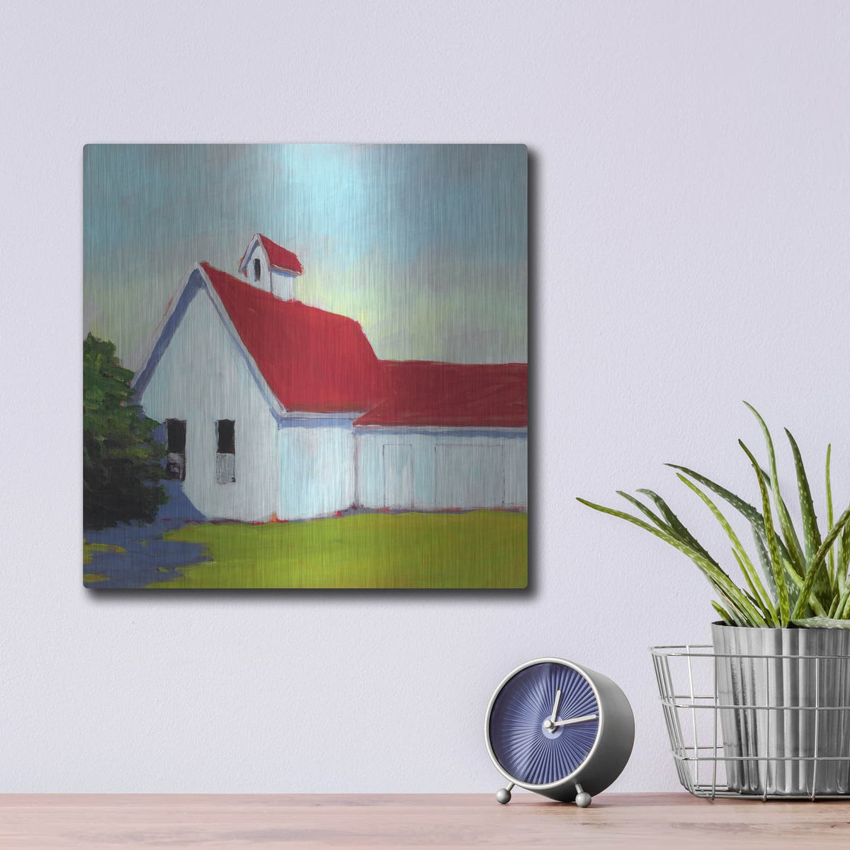 'Scarlet Roof' by Carol Young – Metal Wall Art, 12x12 room view