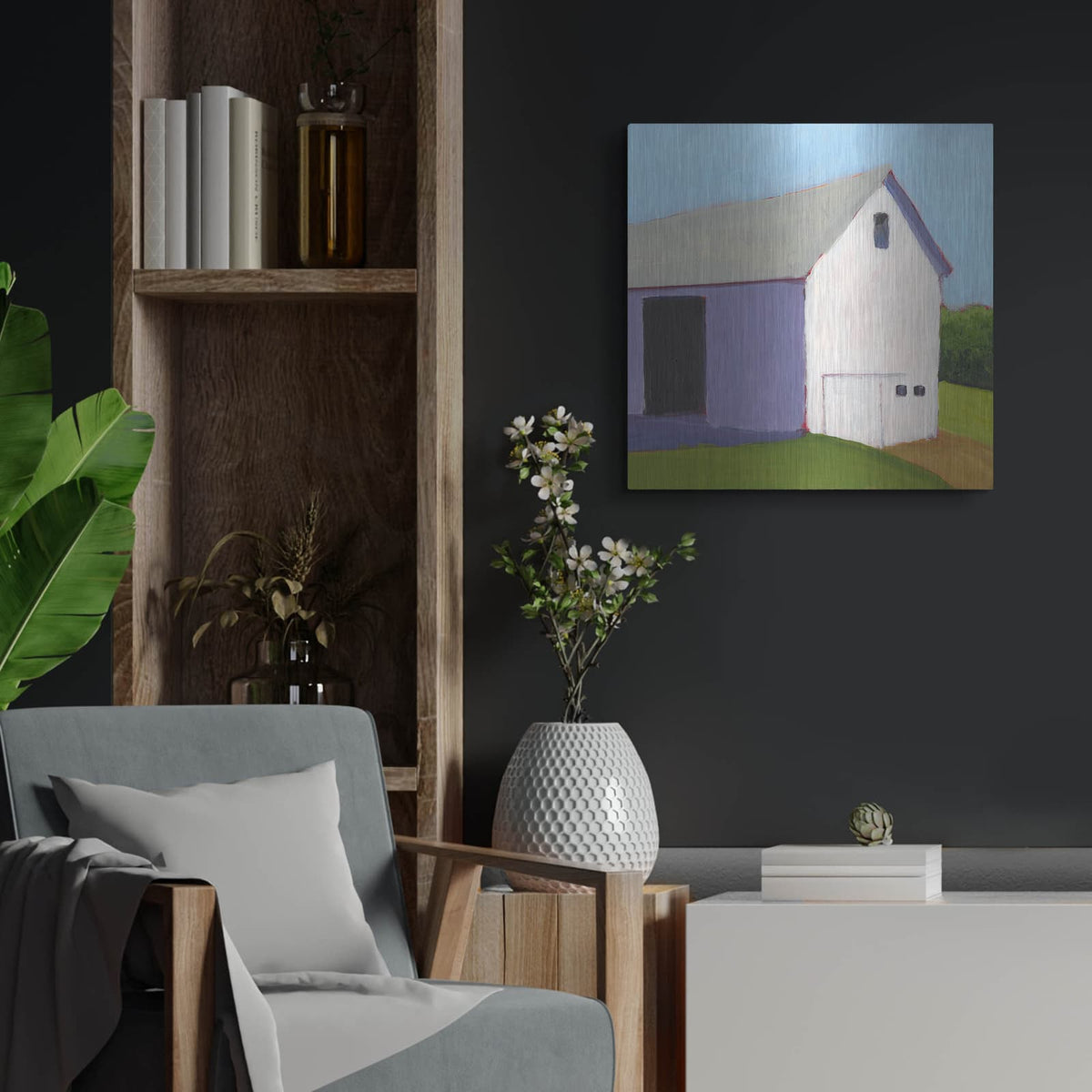 'Bucolic Structure 1' by Carol Young – Metal Wall Art, 24x24 room view