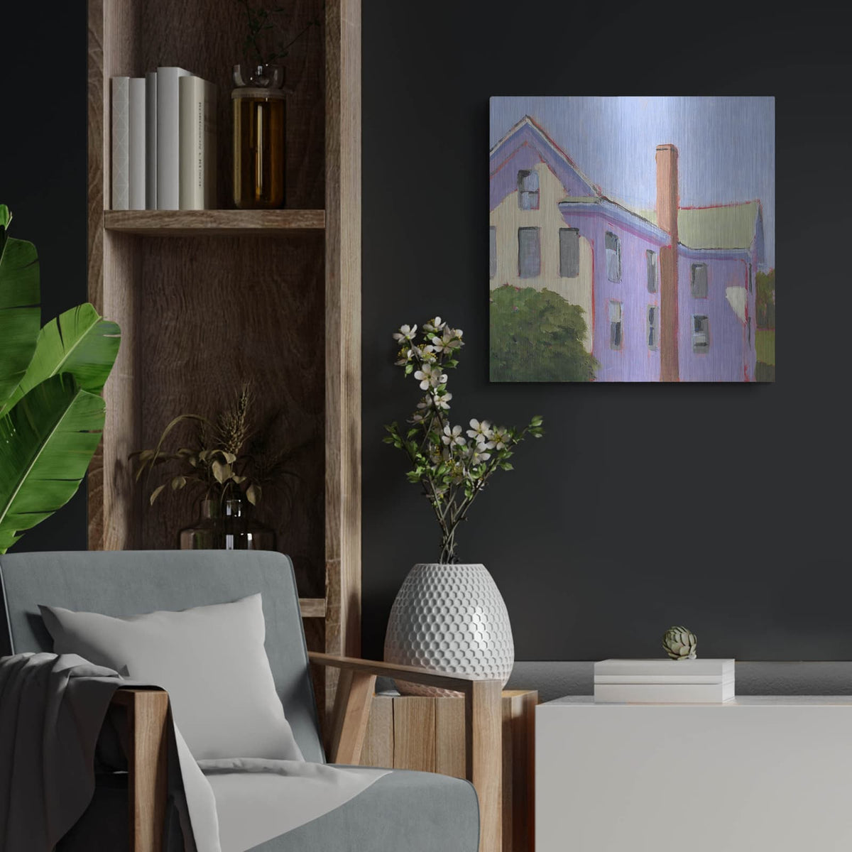 'Bucolic Structure 4' by Carol Young – Metal Wall Art, 24x24 room view