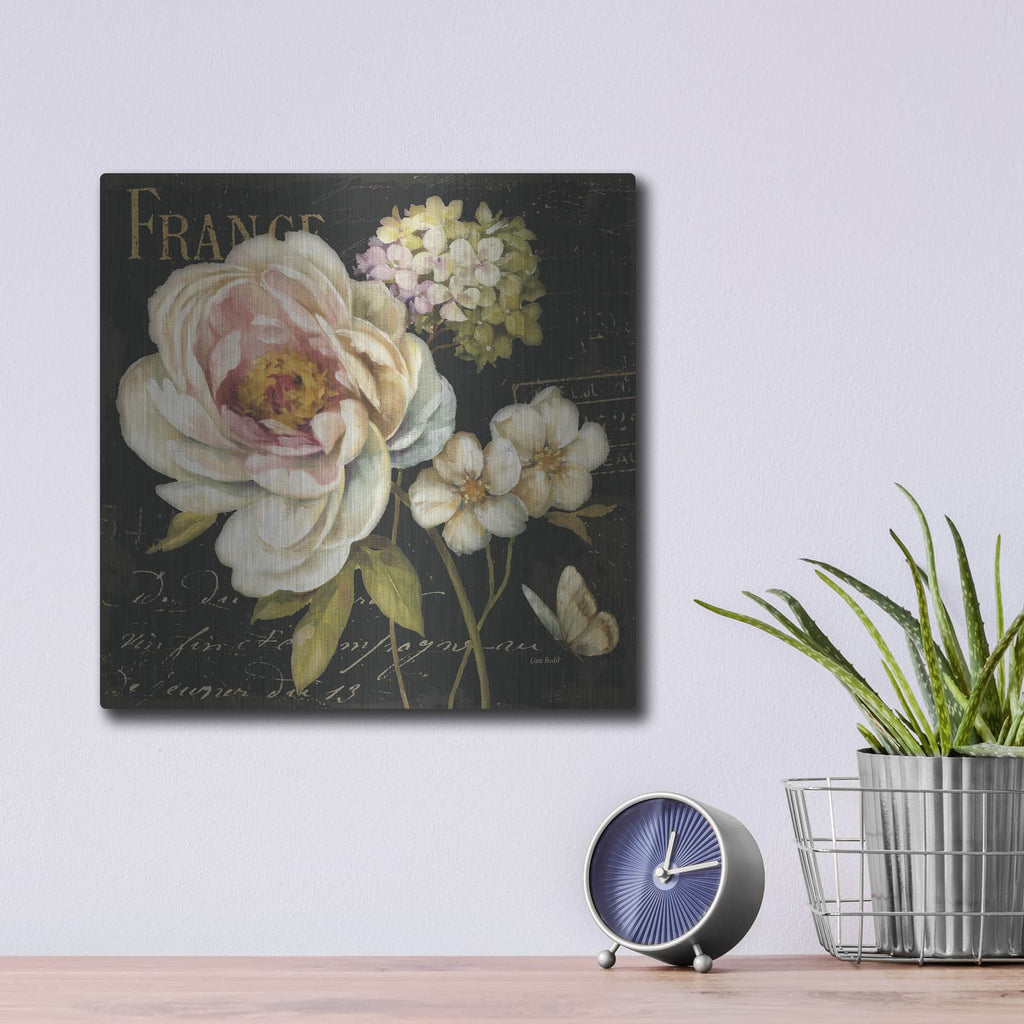 'Marche De Fleurs On Black' by Lisa Audit – Metal Wall Art, 12x12 room view