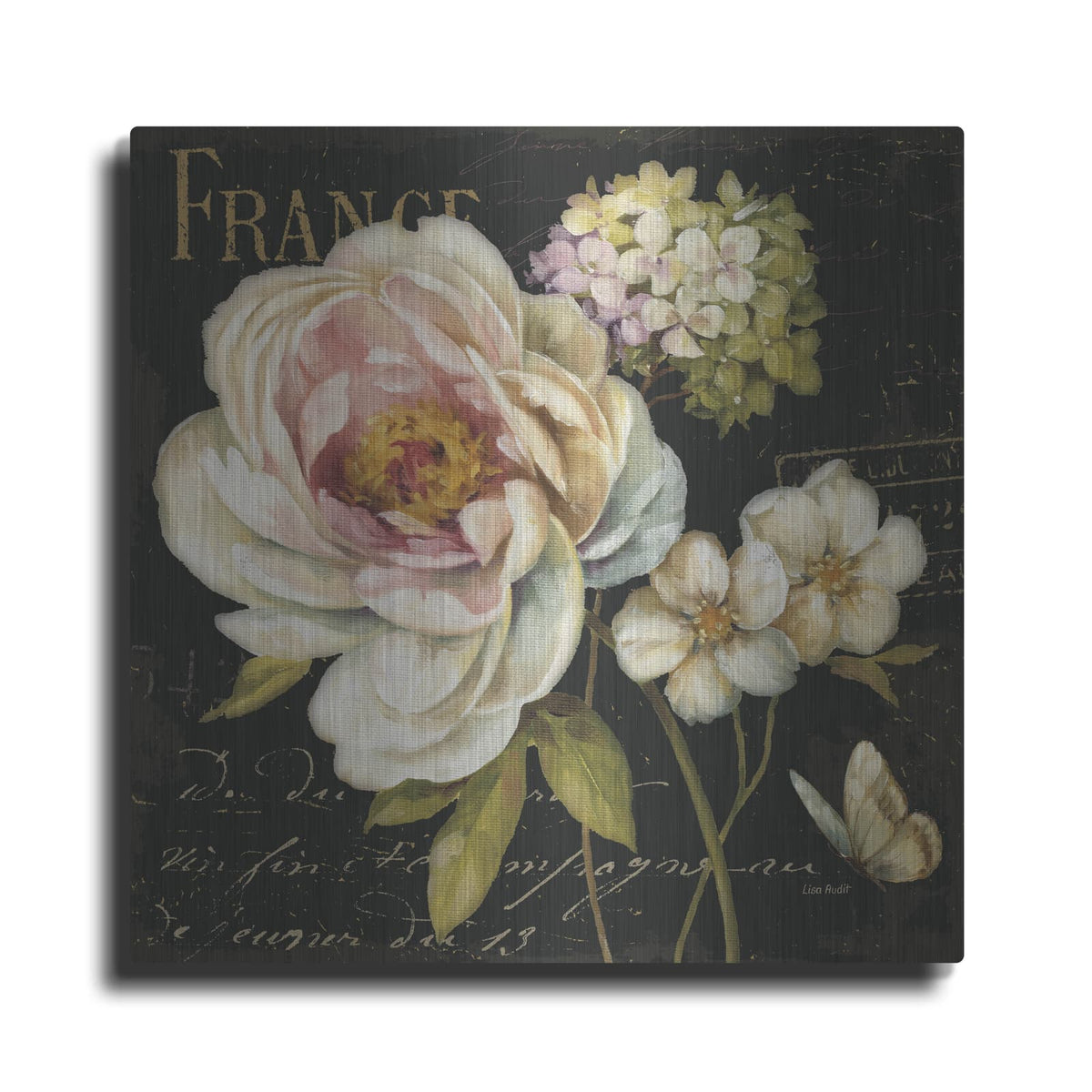 'Marche De Fleurs On Black' by Lisa Audit – Metal Wall Art