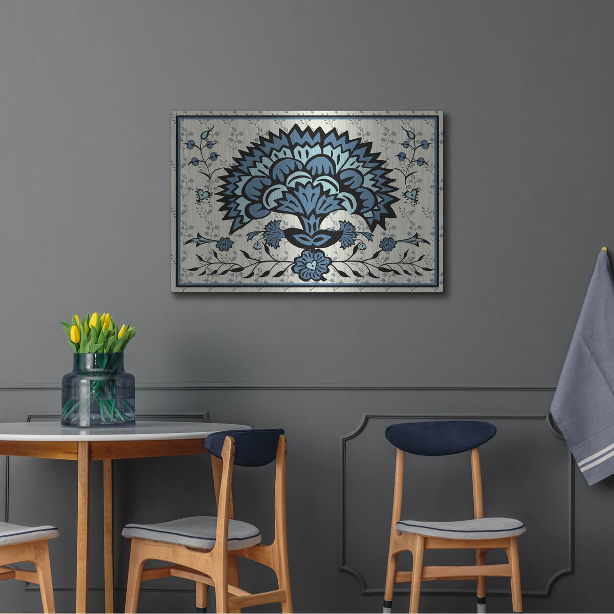 'Block Print Tapestry Collection A' by Chariklia Zarris – Metal Wall Art, 36x24 room view