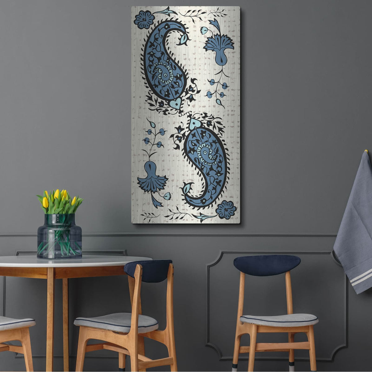 'Block Print Tapestry Collection B' by Chariklia Zarris – Metal Wall Art, 24x48 room view