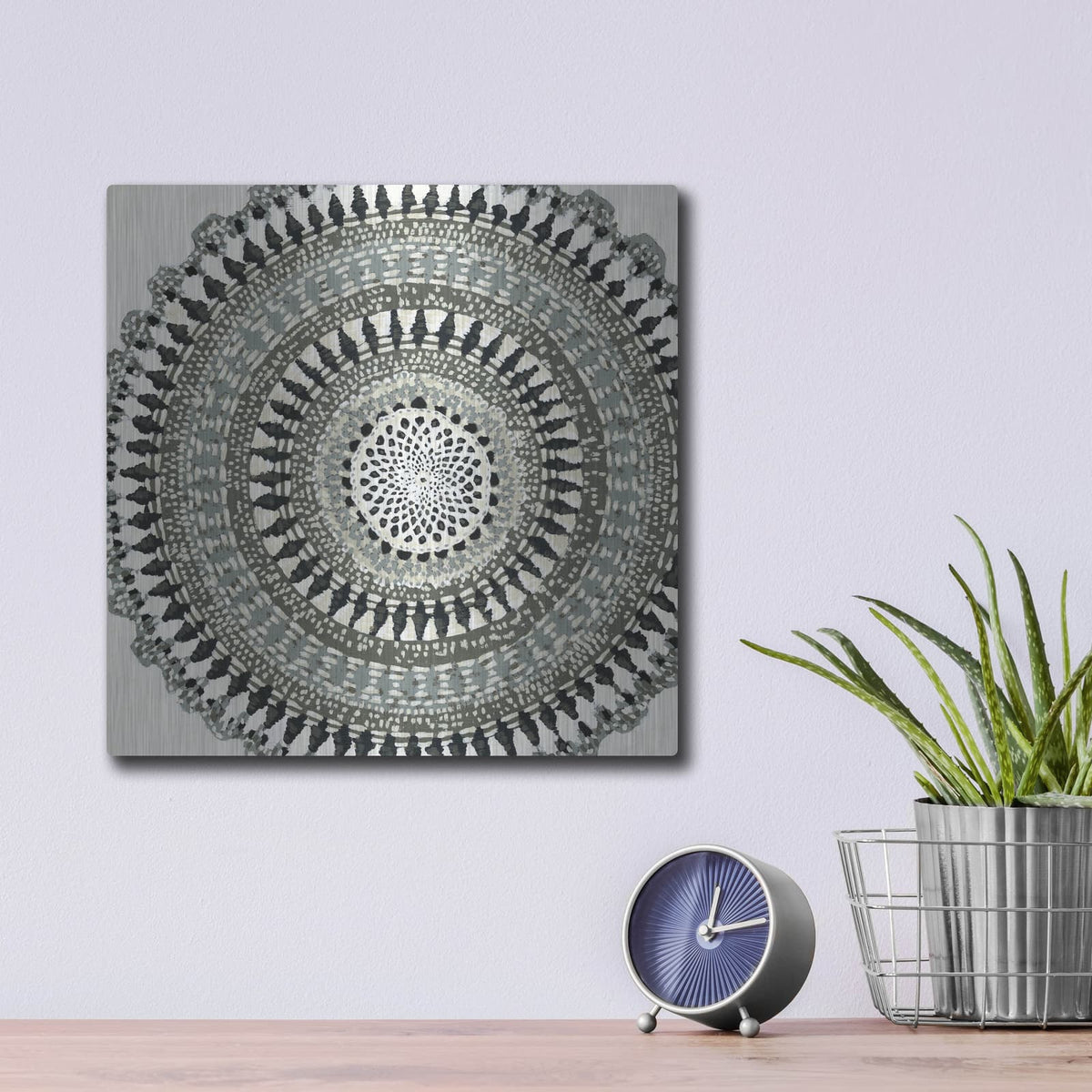 'Abstract Rosette 3' by Chariklia Zarris – Metal Wall Art, 12x12 room view