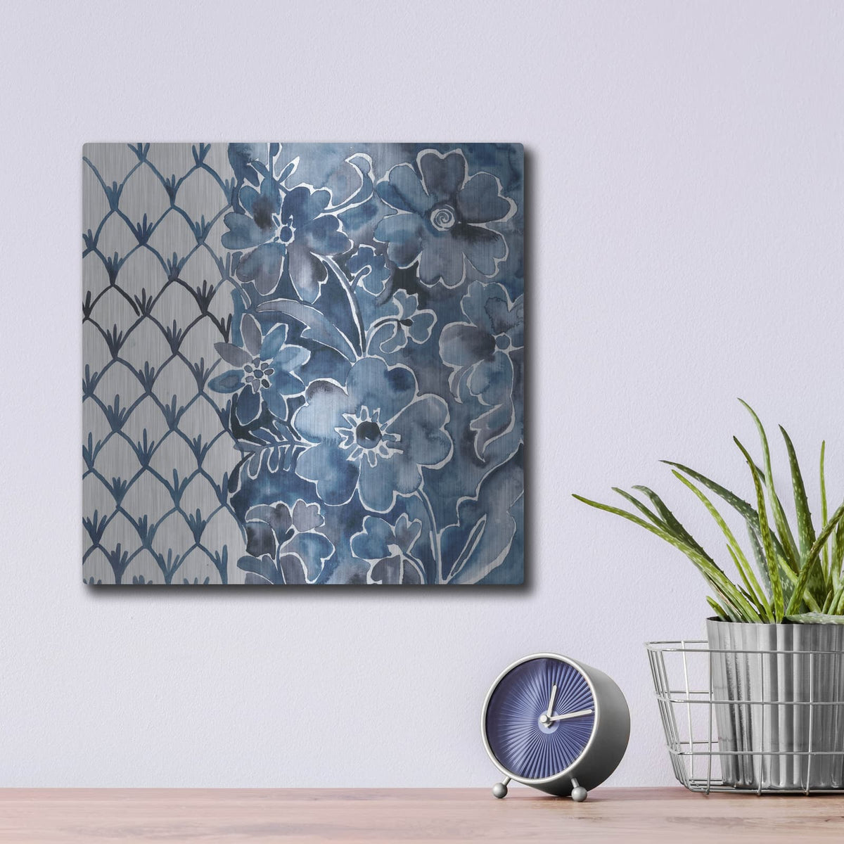 'Cobalt Garden 3' by Chariklia Zarris – Metal Wall Art, 12x12 room view