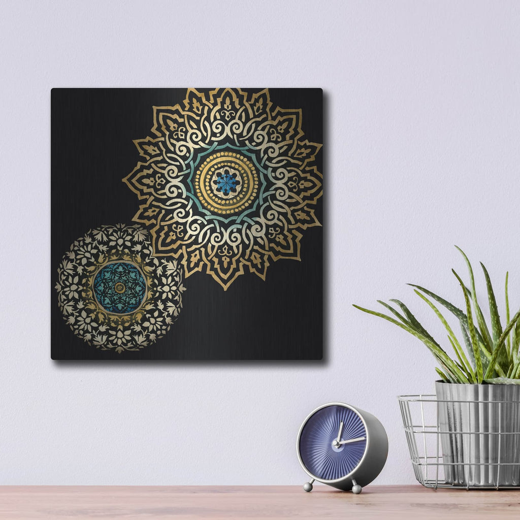 'Midnight Rosette 1' by Chariklia Zarris – Metal Wall Art, 12x12 room view