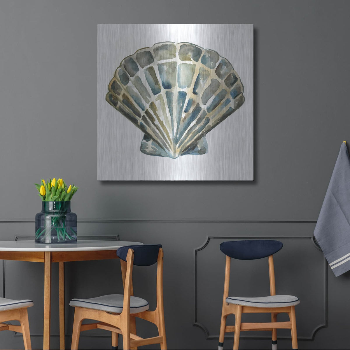 'Aquarelle Shells 4' by Chariklia Zarris – Metal Wall Art, 36x36 room view