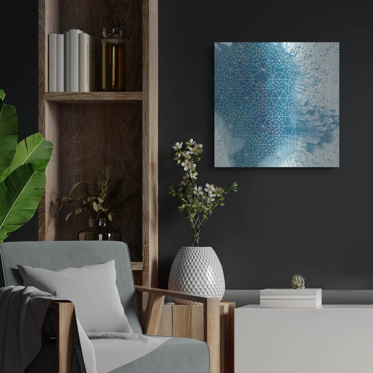 'Crystalline 2' by Chariklia Zarris – Metal Wall Art, 24x24 room view