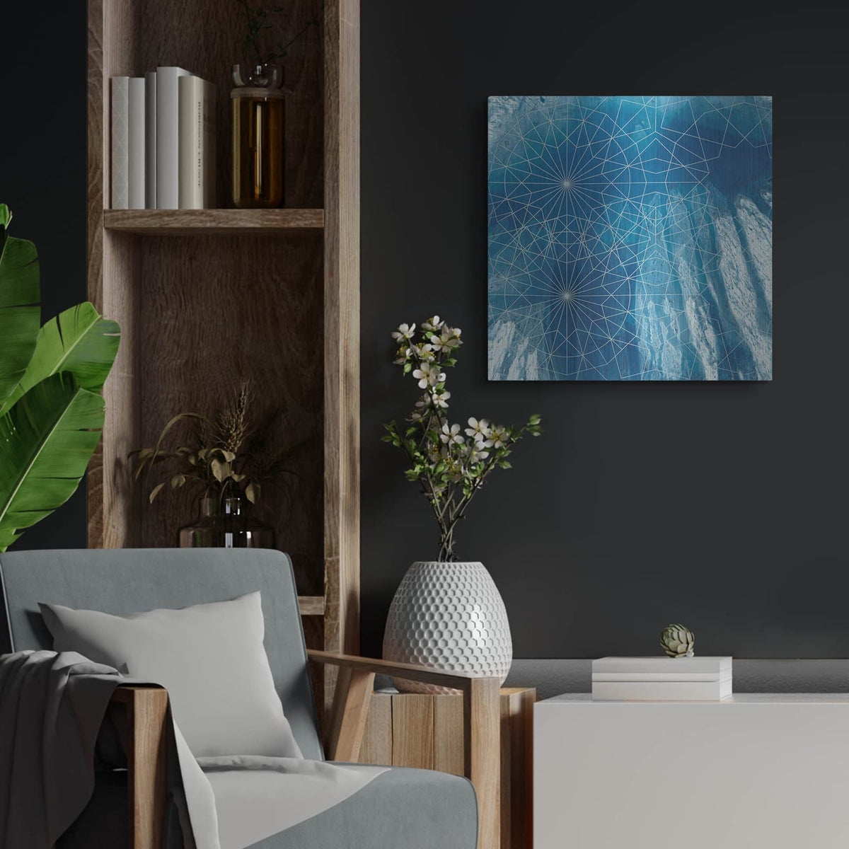 'Crystalline 3' by Chariklia Zarris – Metal Wall Art, 24x24 room view