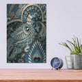 'Indigo Peacock 1' by Chariklia Zarris – Metal Wall Art, 12x16 room view