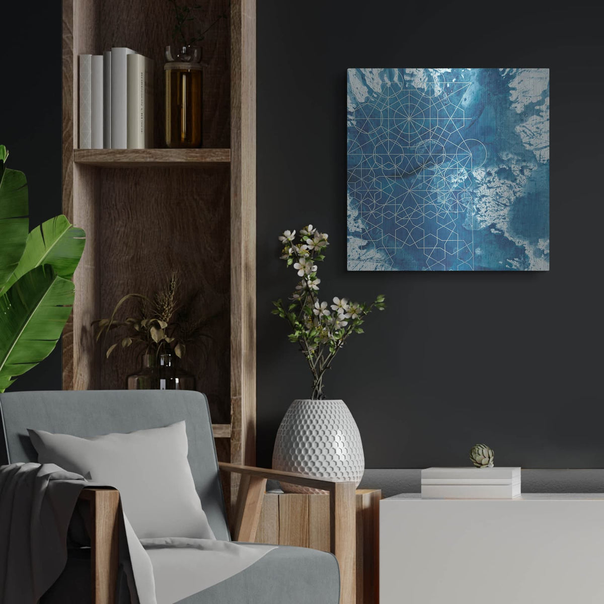 'Crystalline 4' by Chariklia Zarris – Metal Wall Art, 24x24 room view