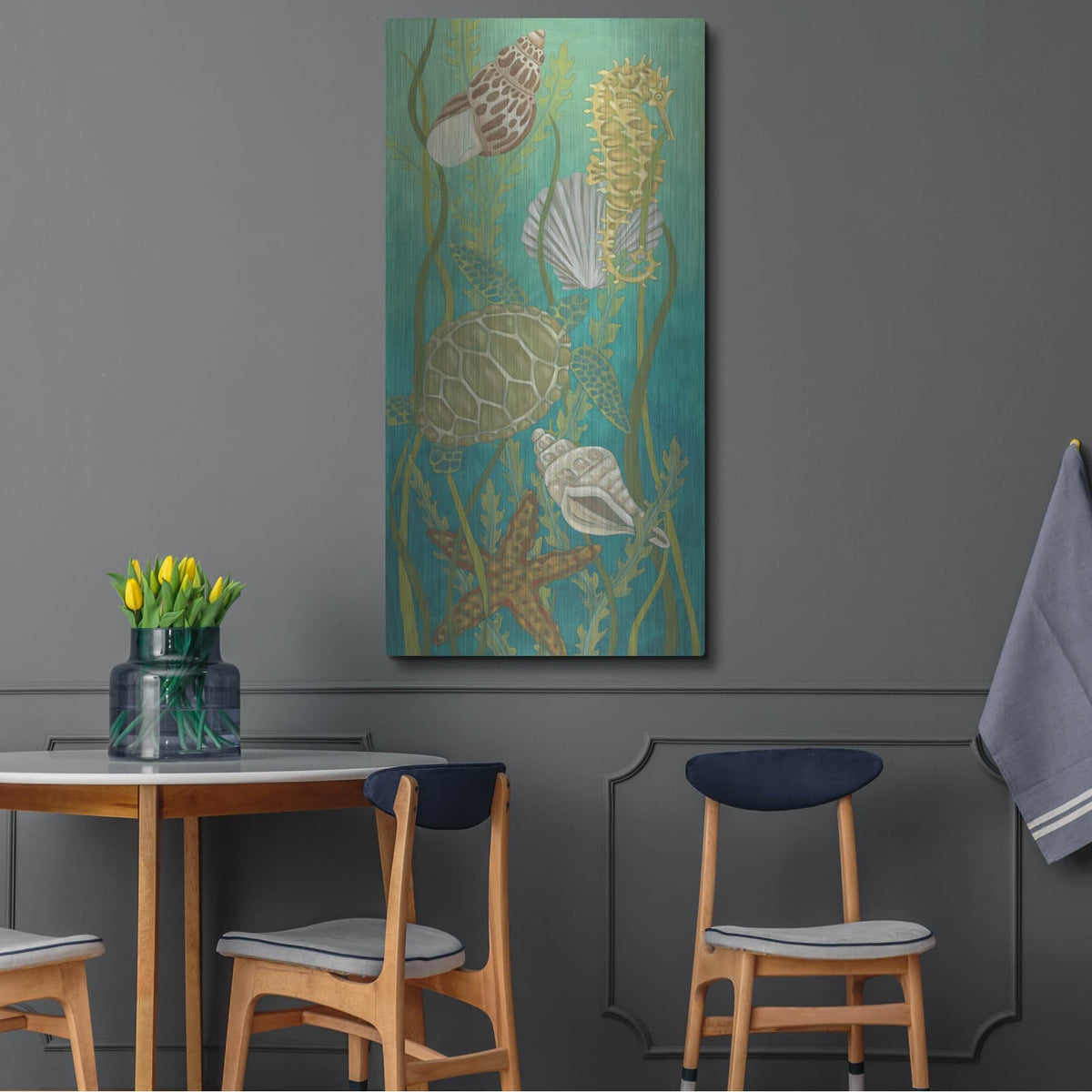 'Aquatic Life 2' by Chariklia Zarris – Metal Wall Art, 24x48 room view