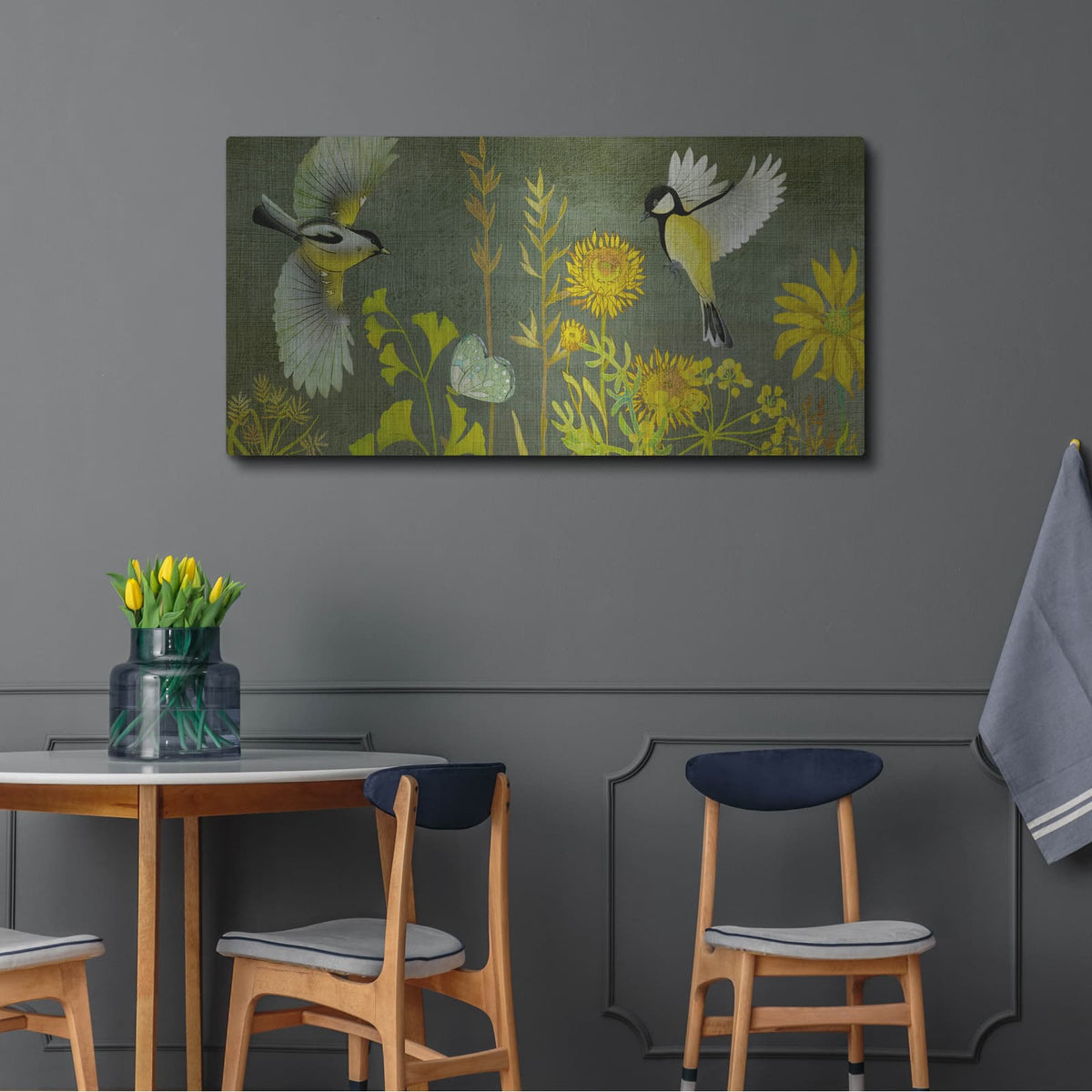 'Birding Collection H' by Chariklia Zarris – Metal Wall Art, 48x24 room view