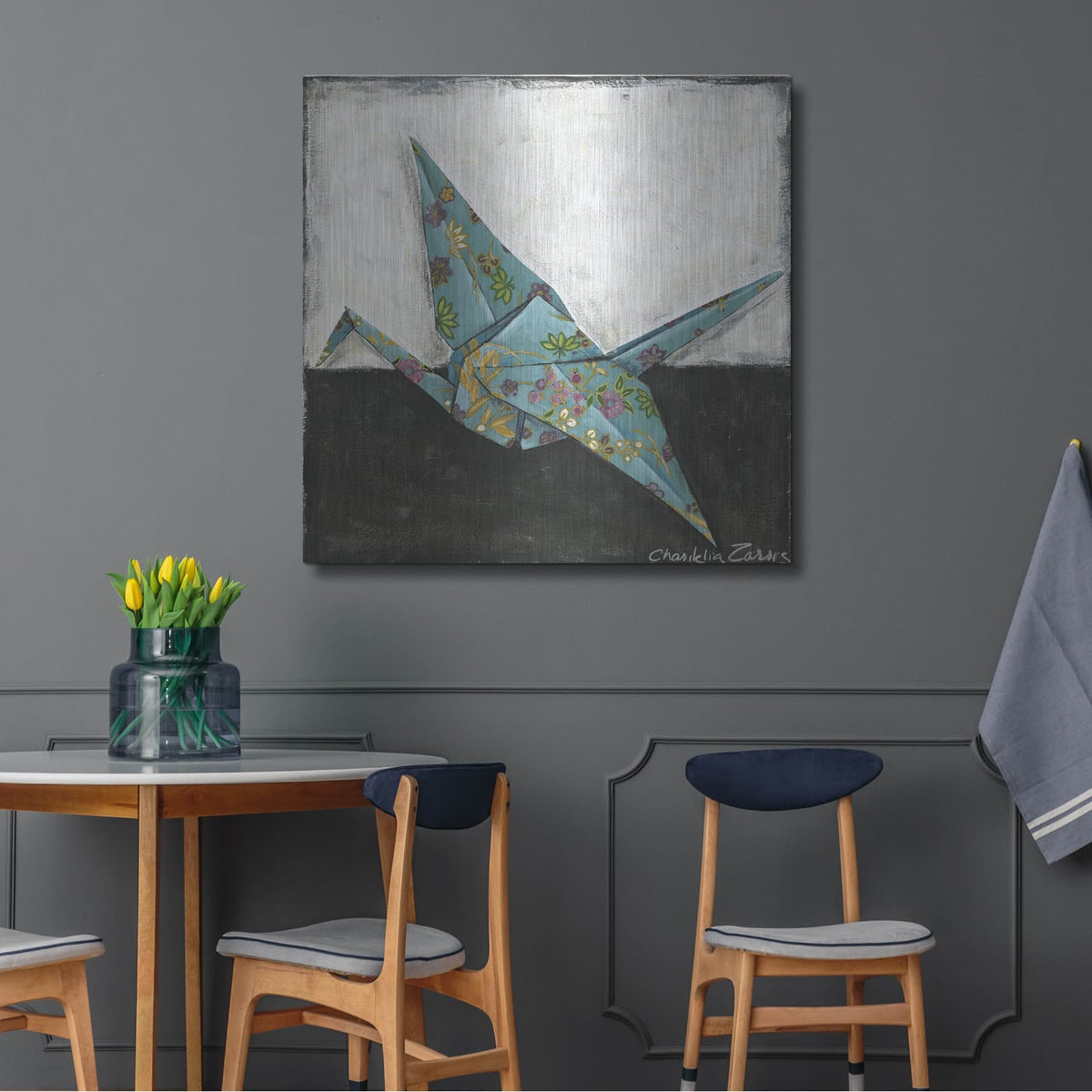 'Crane' by Chariklia Zarris – Metal Wall Art, 36x36 room view