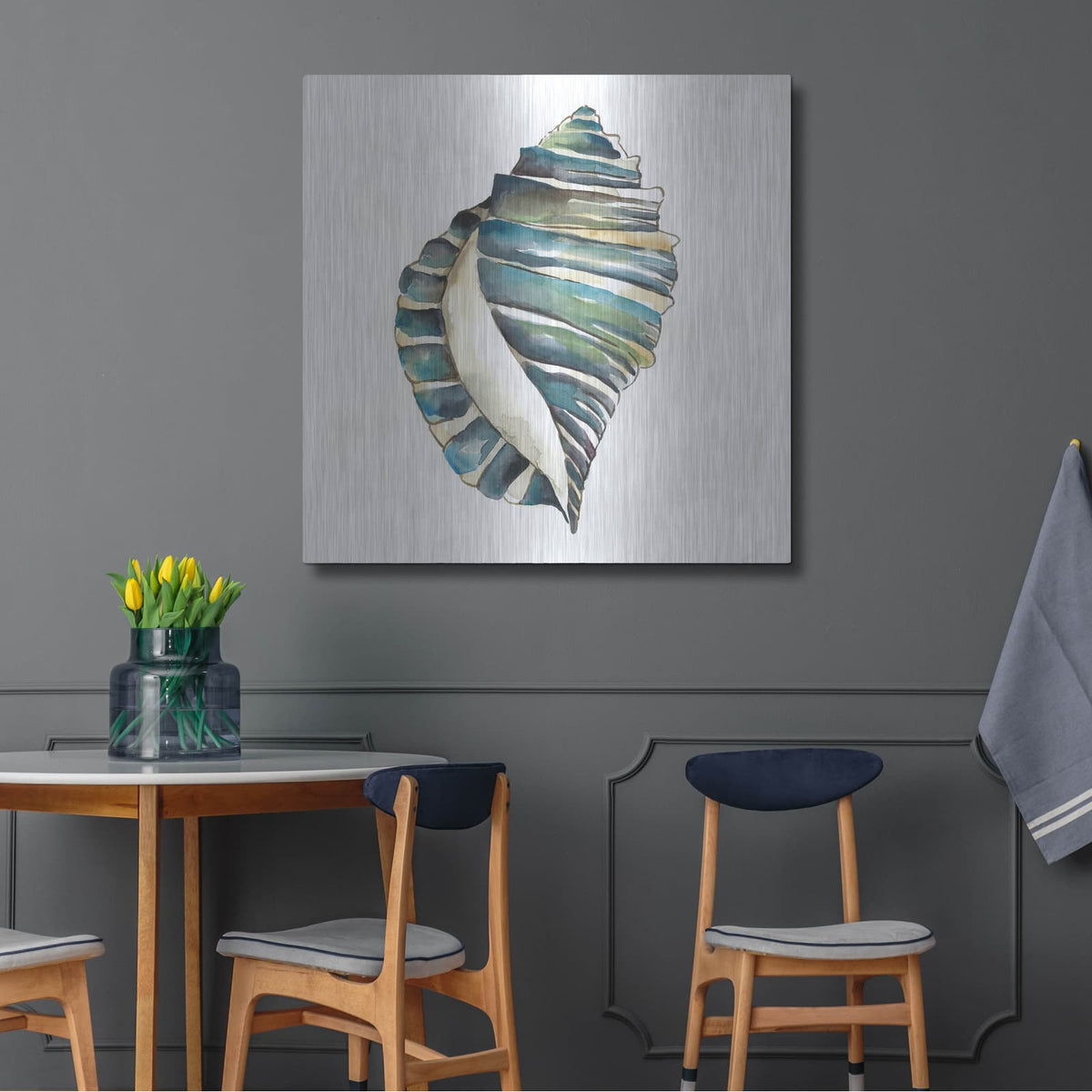 'Aquarelle Shells 1' by Chariklia Zarris – Metal Wall Art, 36x36 room view