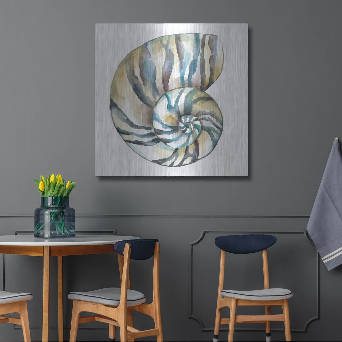 'Aquarelle Shells 2' by Chariklia Zarris – Metal Wall Art, 36x36 room view