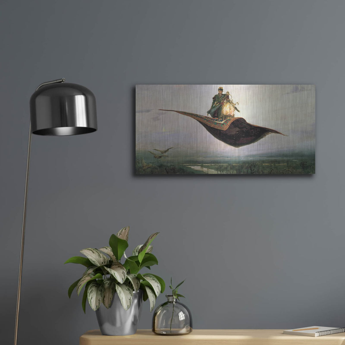 'The Flying Carpet' by Viktor Vasnetsov – Metal Wall Art, 24x12 room view