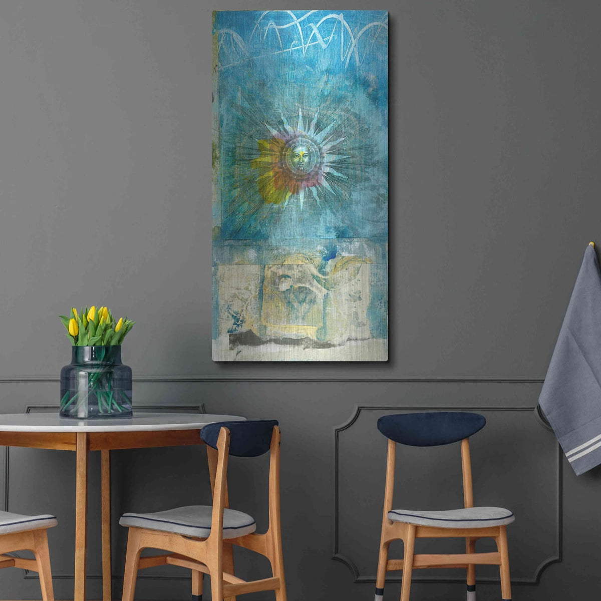 'Ancient Sun' by Elena Ray – Metal Wall Art, 24x48 room view