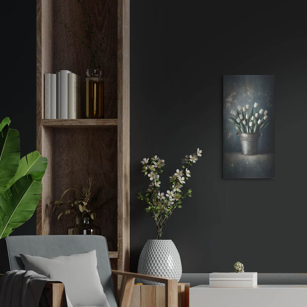 'Bucket O Tulips' by Rich Monet Metal Wall Art