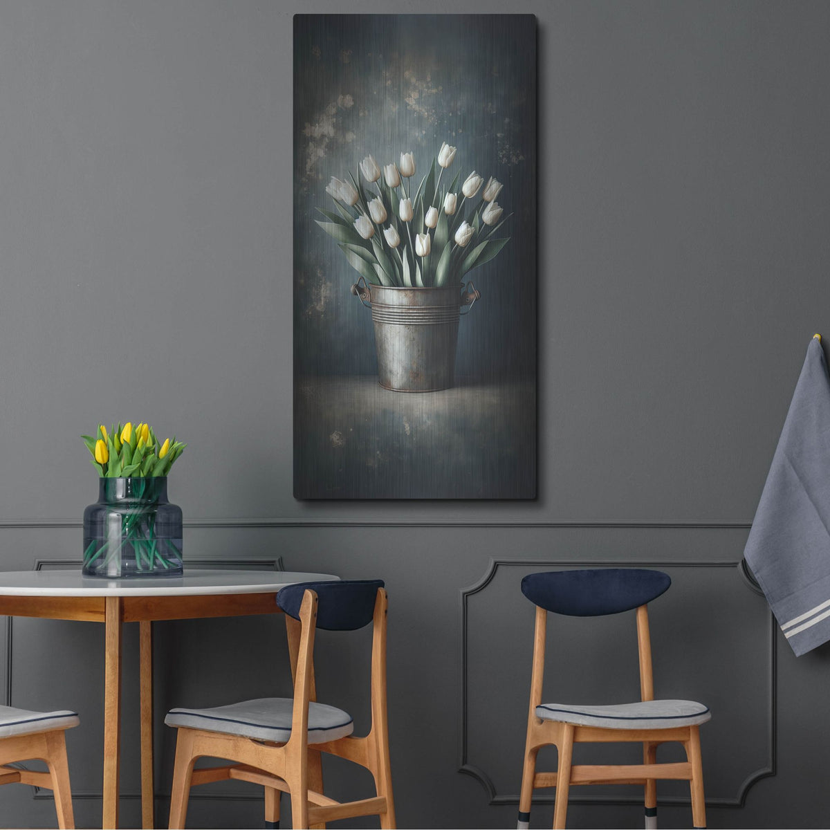 'Bucket O Tulips' by Rich Monet Metal Wall Art