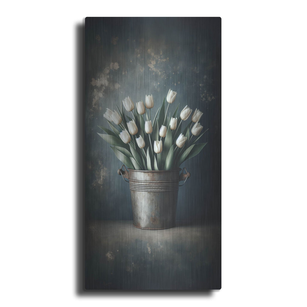 'Bucket O Tulips' by Rich Monet Metal Wall Art